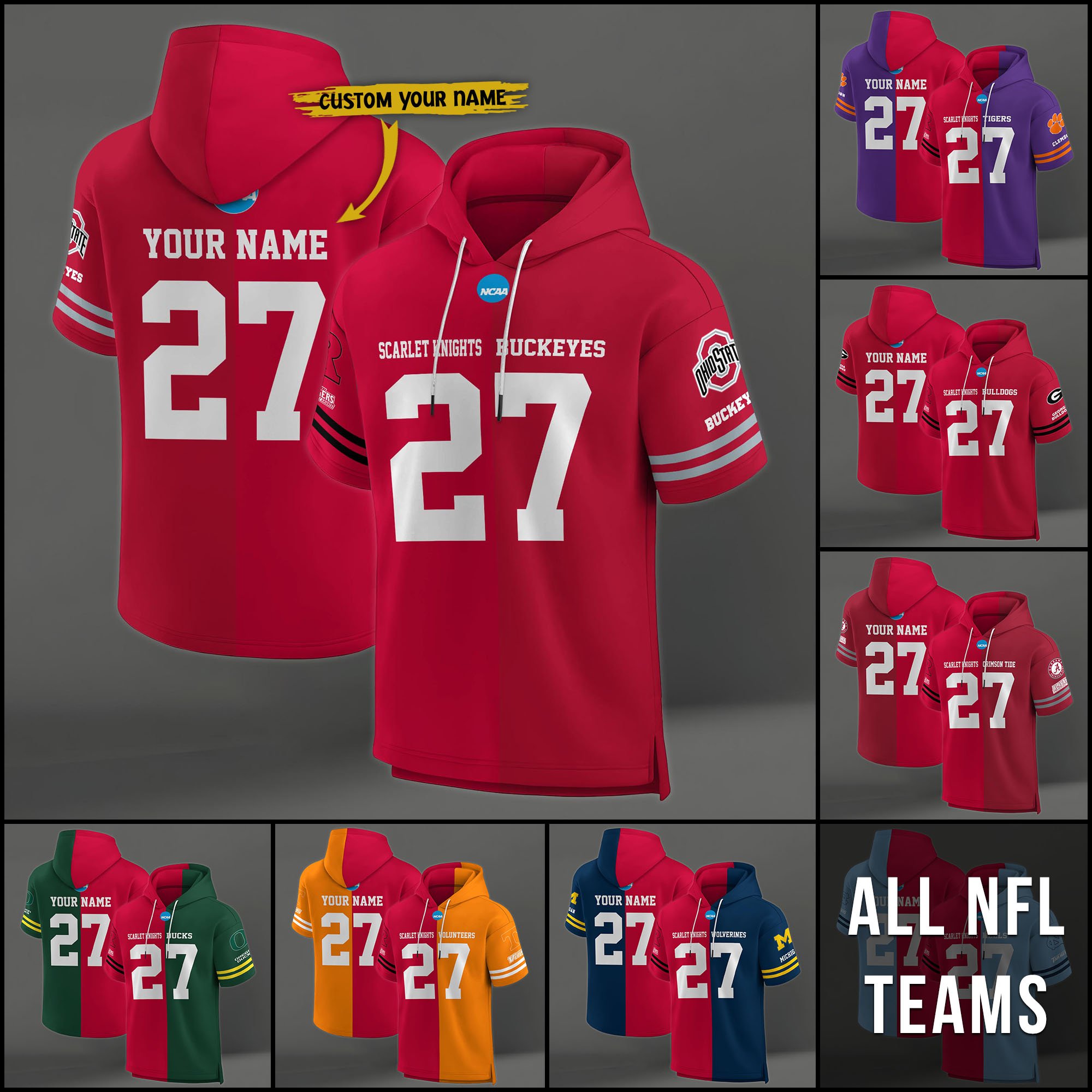 Rutgers Scarlet Knights House Divided Hoodie Custom Name, Number And Team, Hoodie For Football Fans
