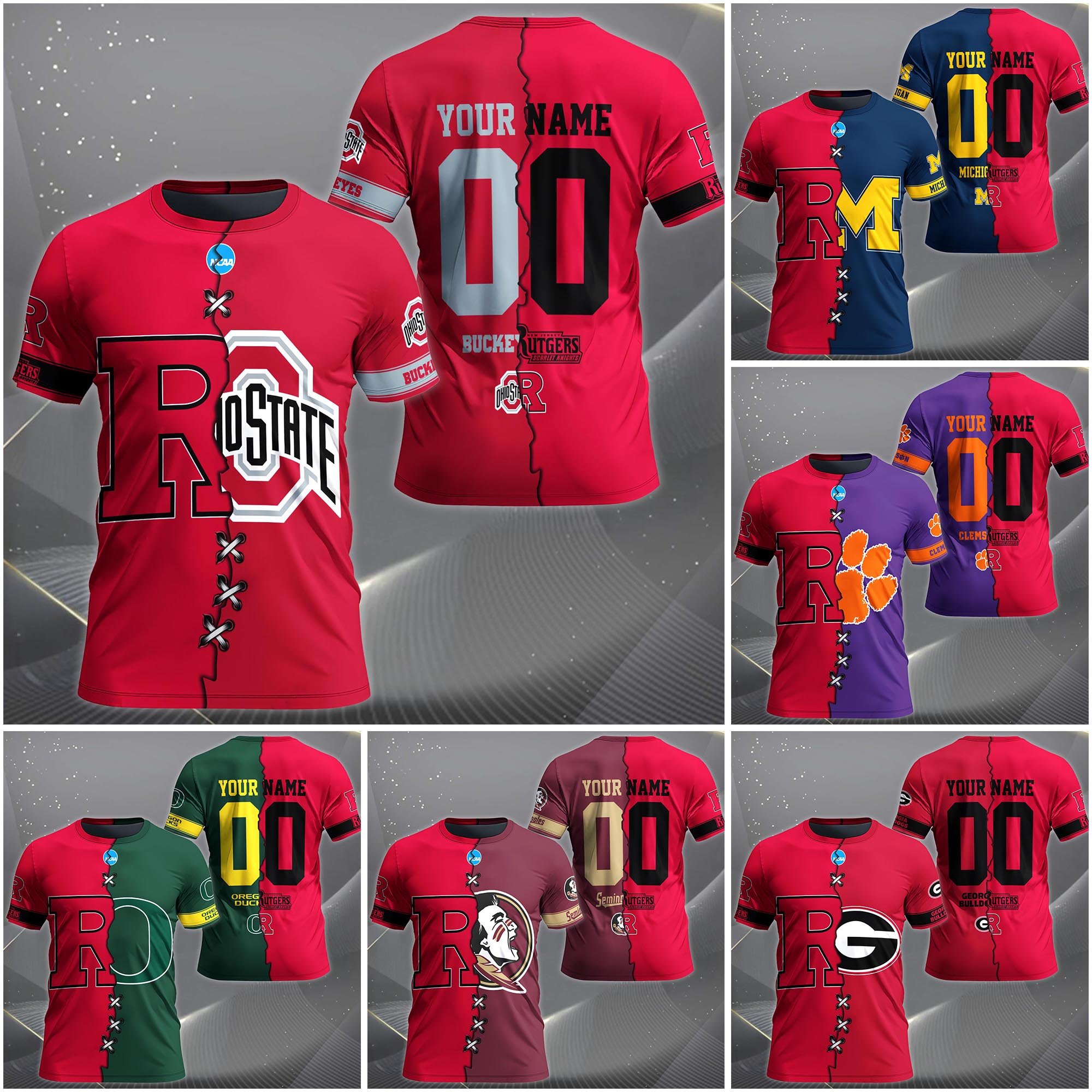 Rutgers Scarlet Knights House Divided T-Shirt Custom Name 2025 Version, Year And Team, Sport Shirts For Fan