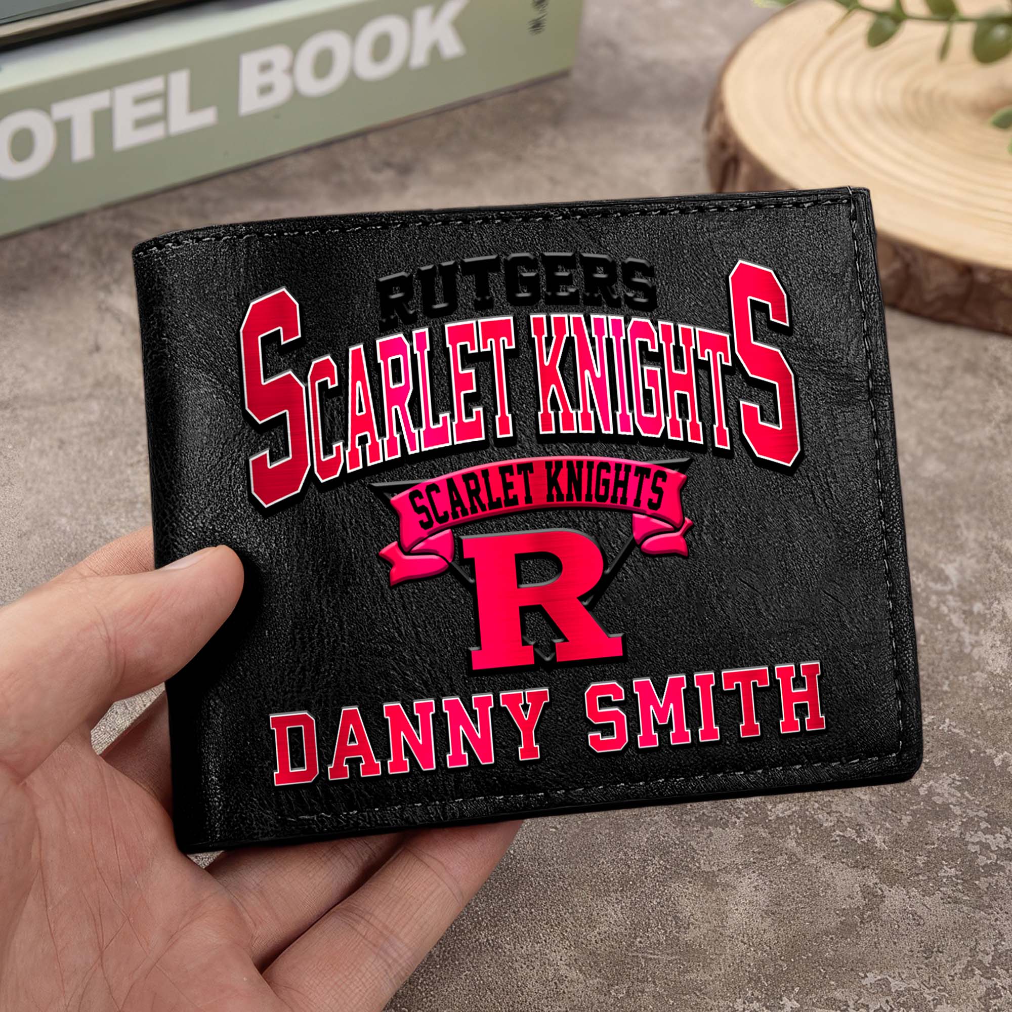 Rutgers Scarlet Knights Men Wallet Custom Your Name, Football Team Men Wallet For Fans, Gifts For Football Lovers