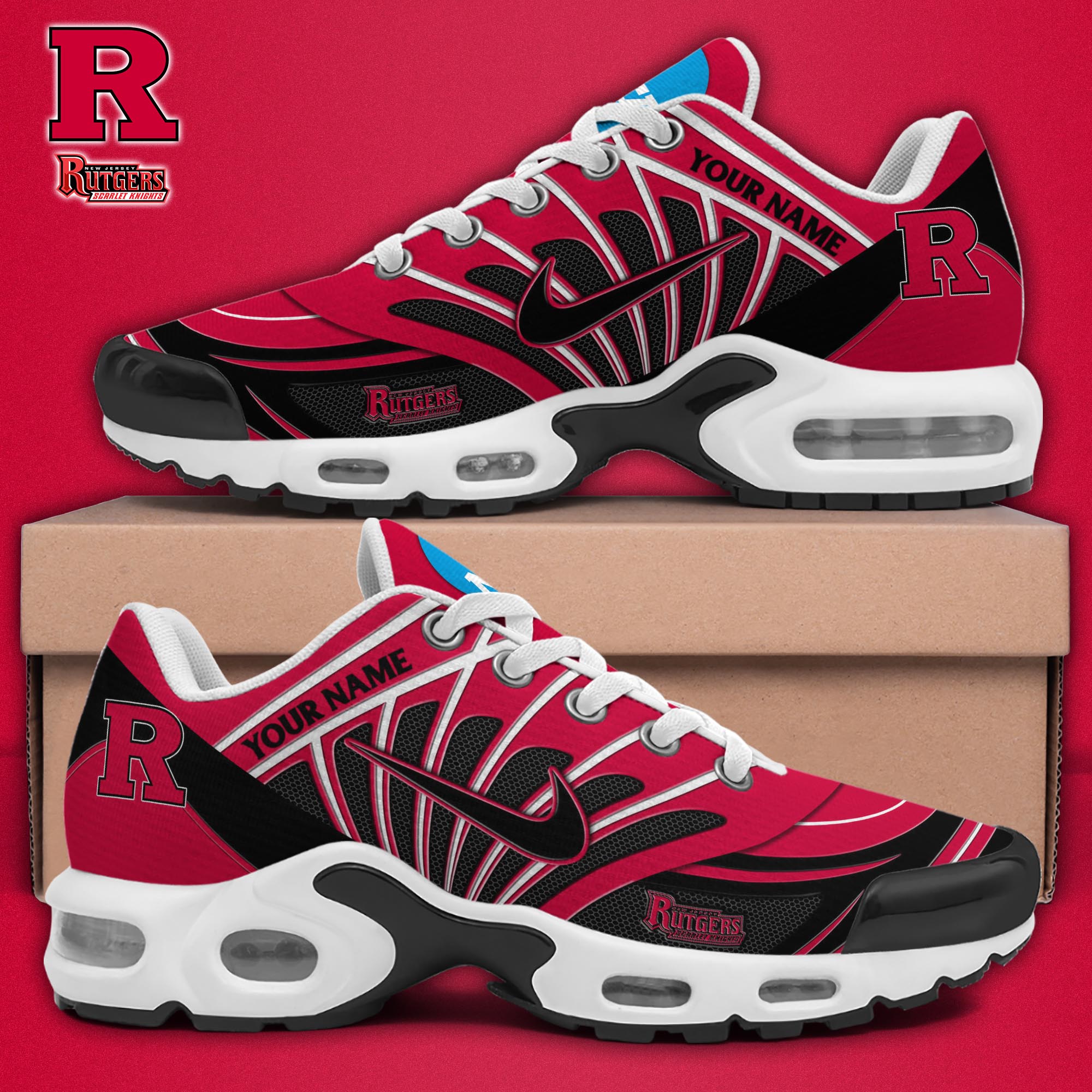 Rutgers Scarlet Knights TN Shoes 2025 Version Custom Name, Sport Shoes For Fan, Fan Gifts