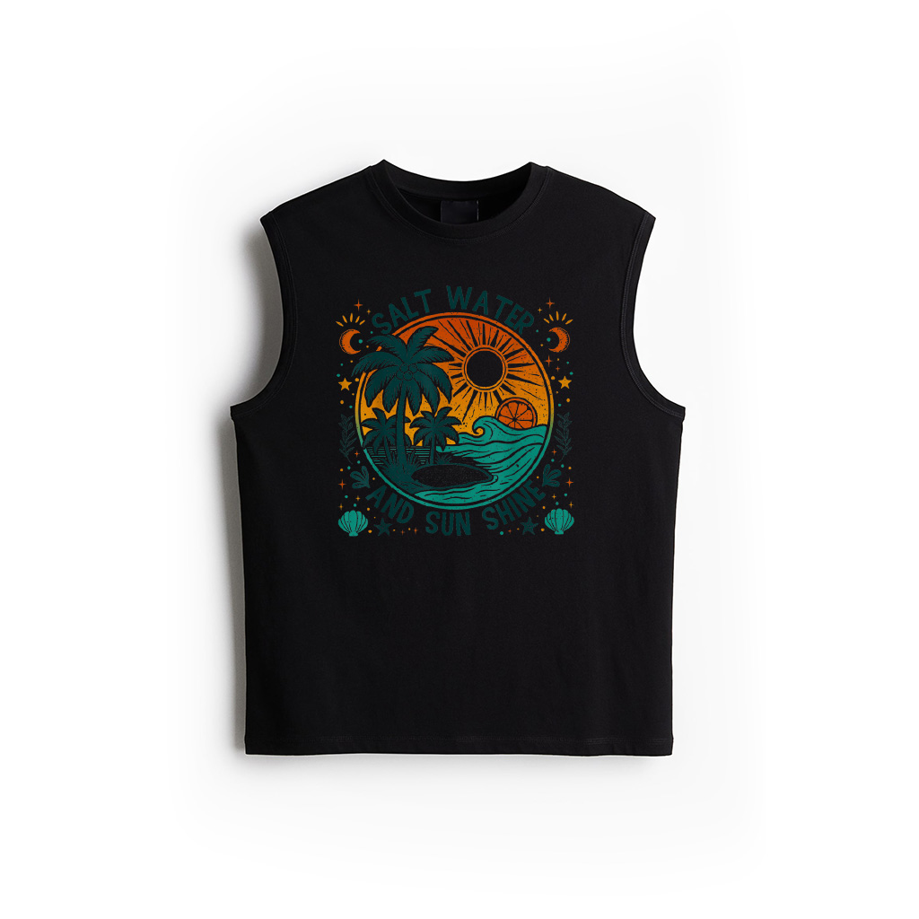 Salt Water And Sunshine Retro Tropical Vibes Ocean Lovers Tank Top