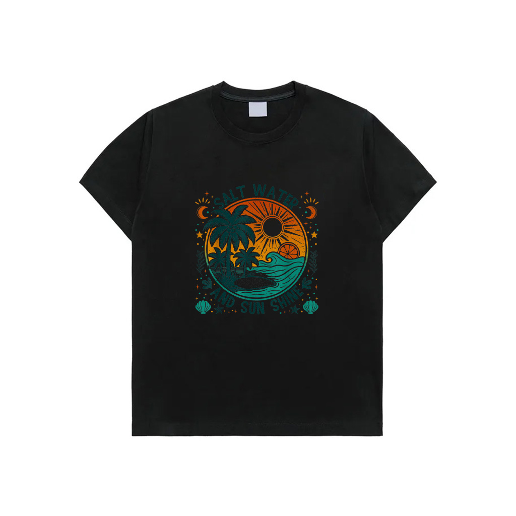 Salt Water And Sunshine Retro Tropical Vibes Ocean Lovers T-Shirt