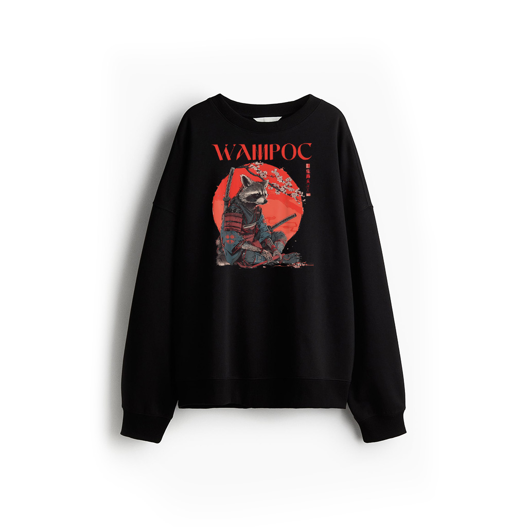 Samurai Racoon Vintage Racoon Ukiyo E Warrior Graphic Art Sweatshirt
