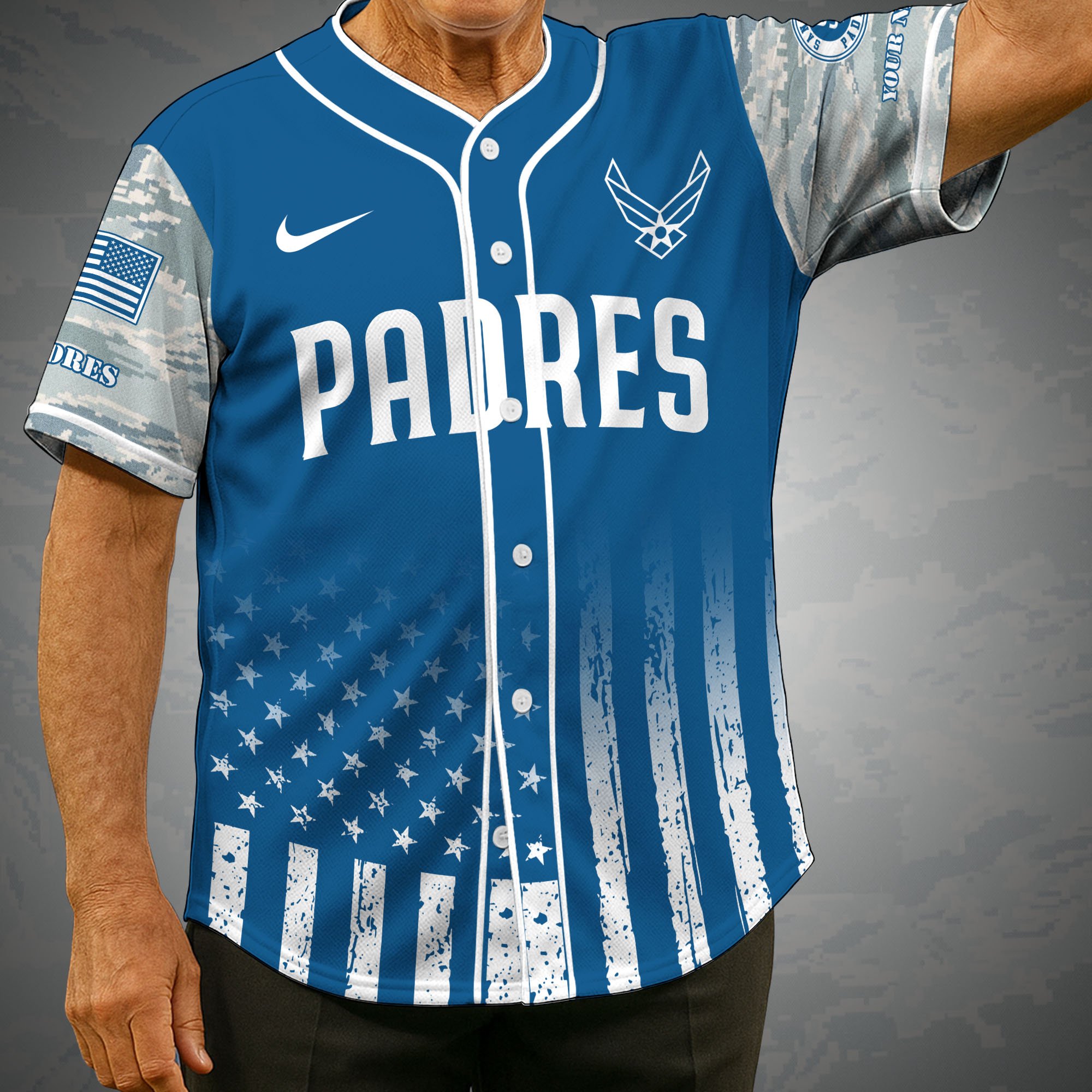 San Diego Padres Camouflage Baseball Shirt Custom Name, Sport Team Shirt, Sport Gifts