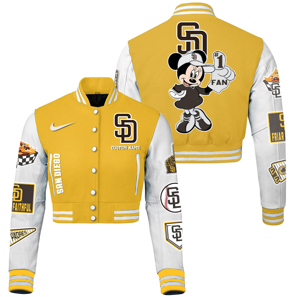 San Diego Padres MLB Style Cropped Baseball Jacket For Fans