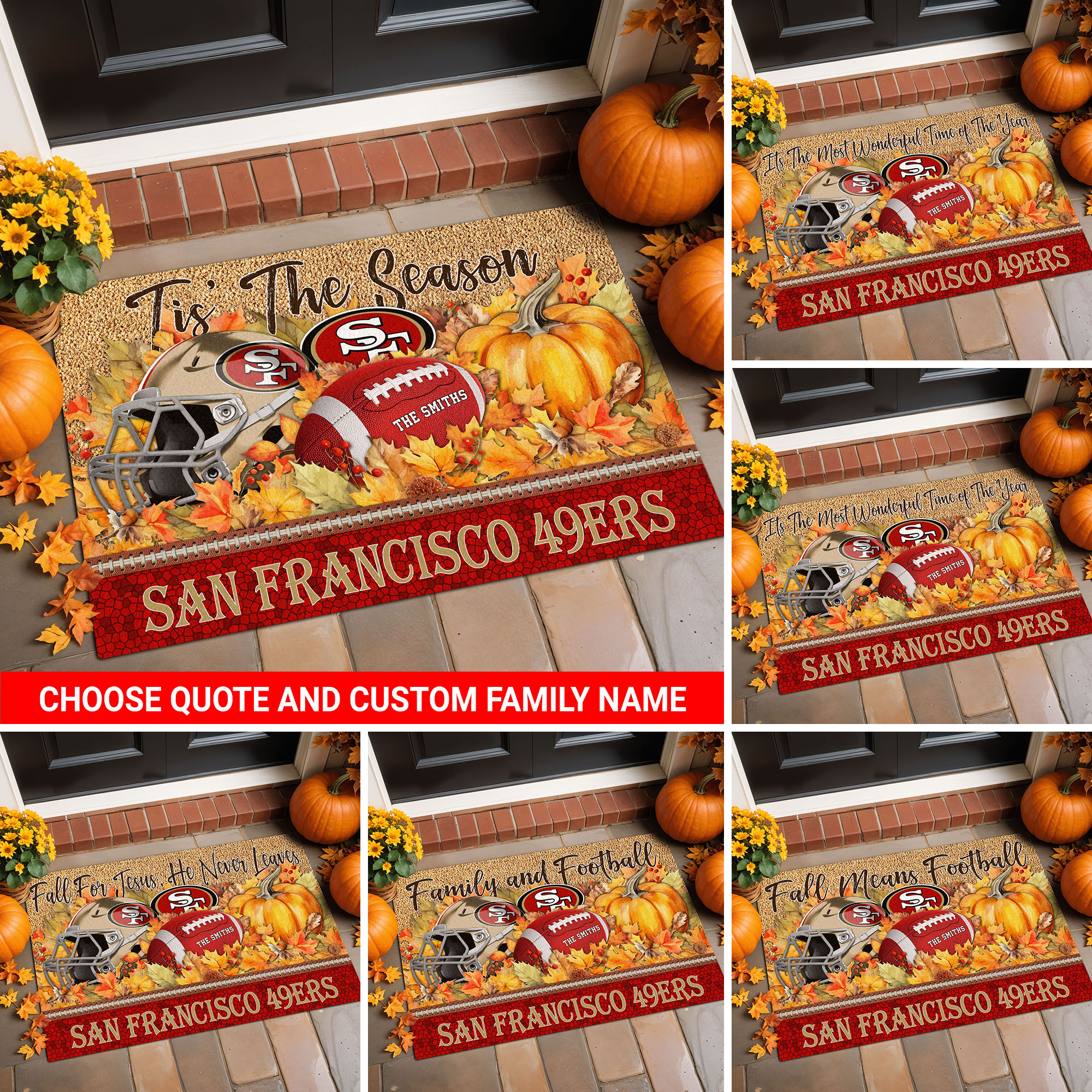 San Francisco 49Ers Doormat Custom Your Family Name And Choose Your Quotes, Sport Doormat, Sport Gifts For Fan
