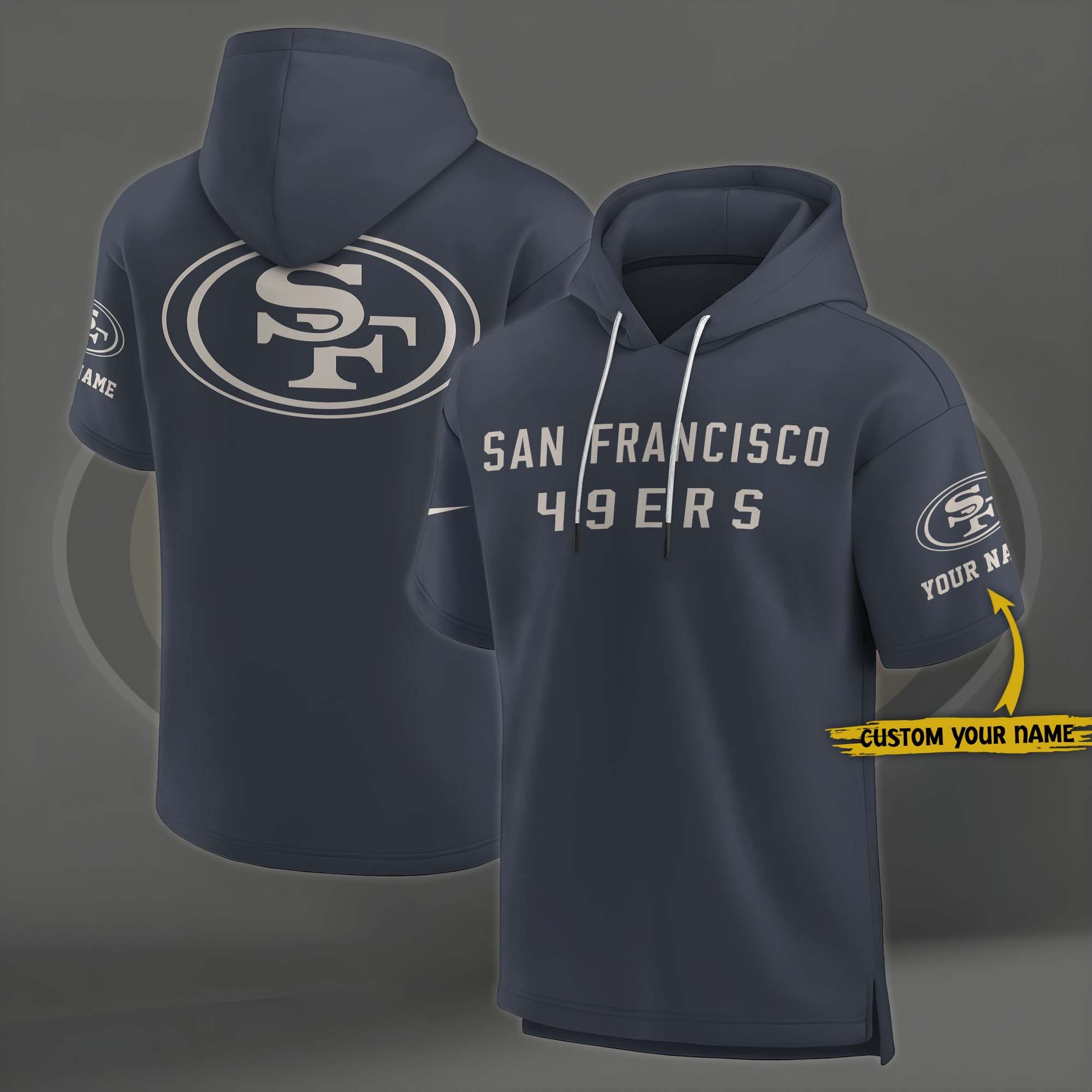 San Francisco 49Ers Elements Future Ground Lettering Short Sleeve Pullover Hoodie Custom Name, Gifts For Football Lovers EHIVM 03051158
