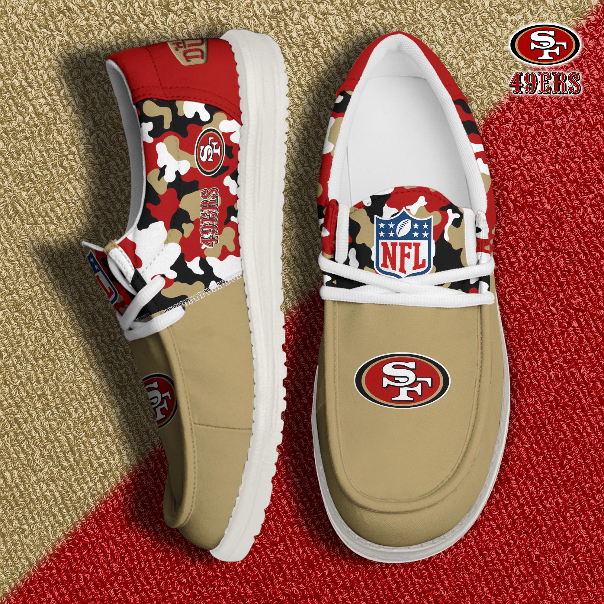 San Francisco 49Ers Football Hey Dude Canvas Loafer Shoes Custom Your Name, Sport Shoes For Fan, Fan Gifts