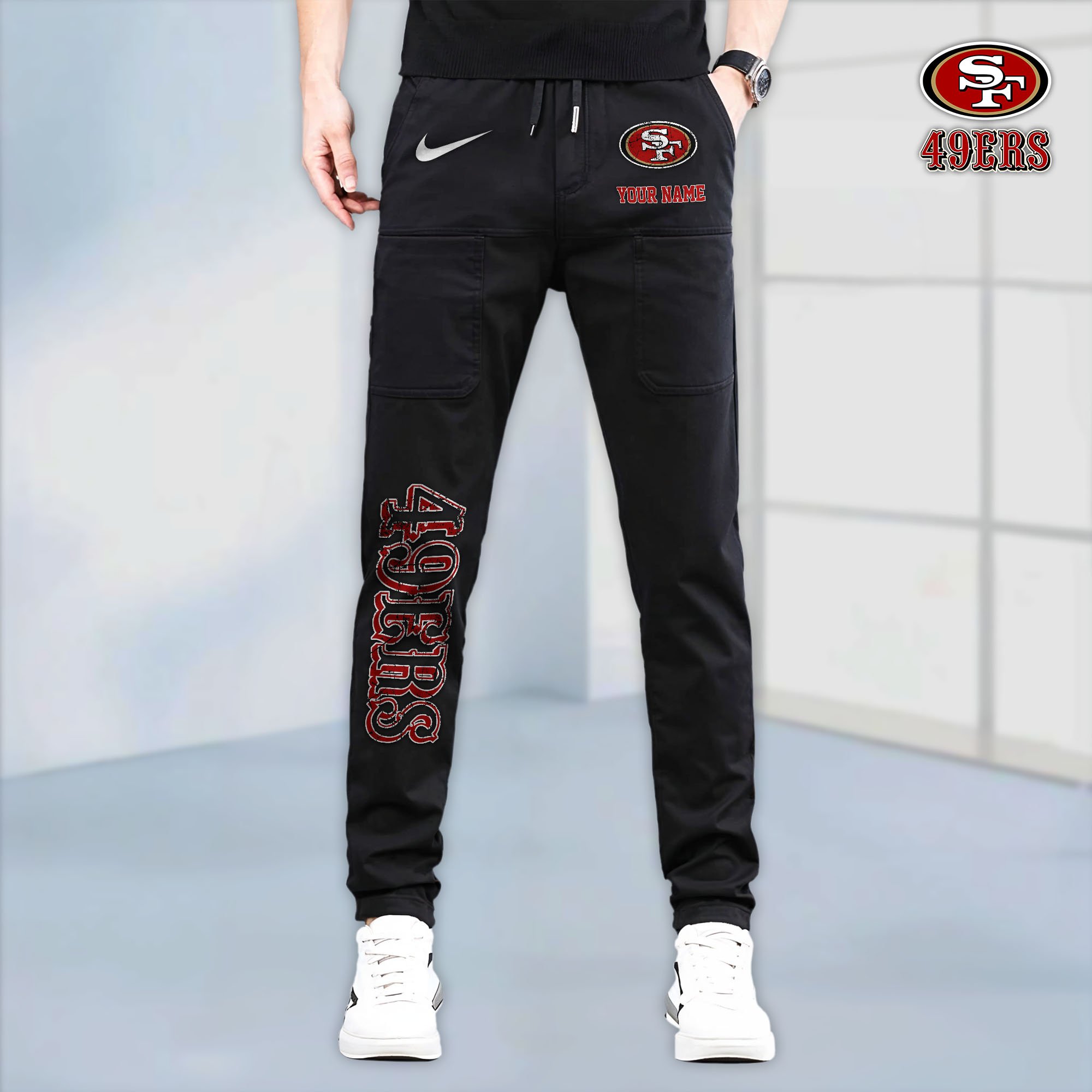 San Francisco 49Ers High Stretch Multi Pocket Durable Cargo Pants - Long Custom Name 