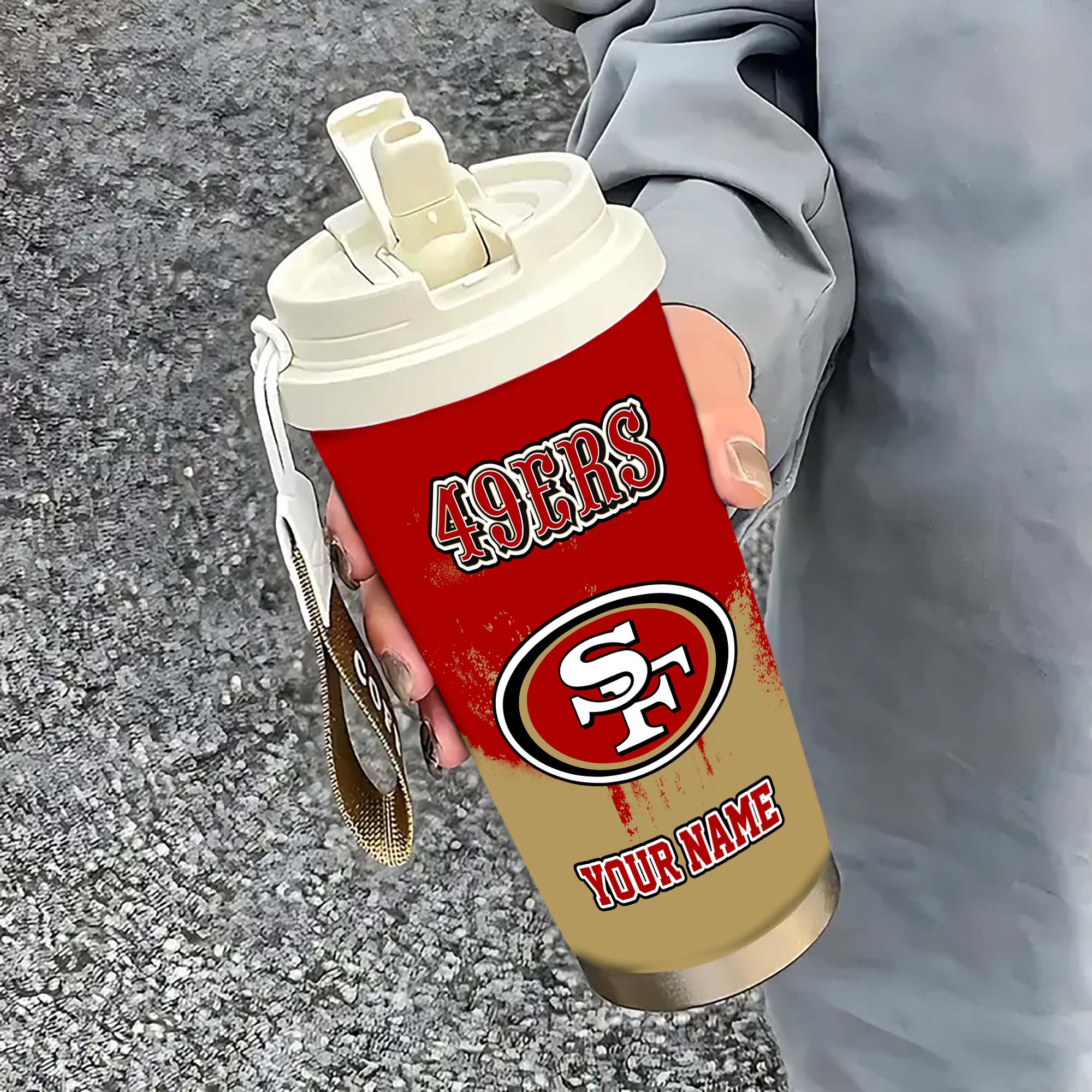 San Francisco 49Ers Insulated Coffee Mug With Straw And Lid, Portable Coffee Travel Mug For Car, Fan Gifts
