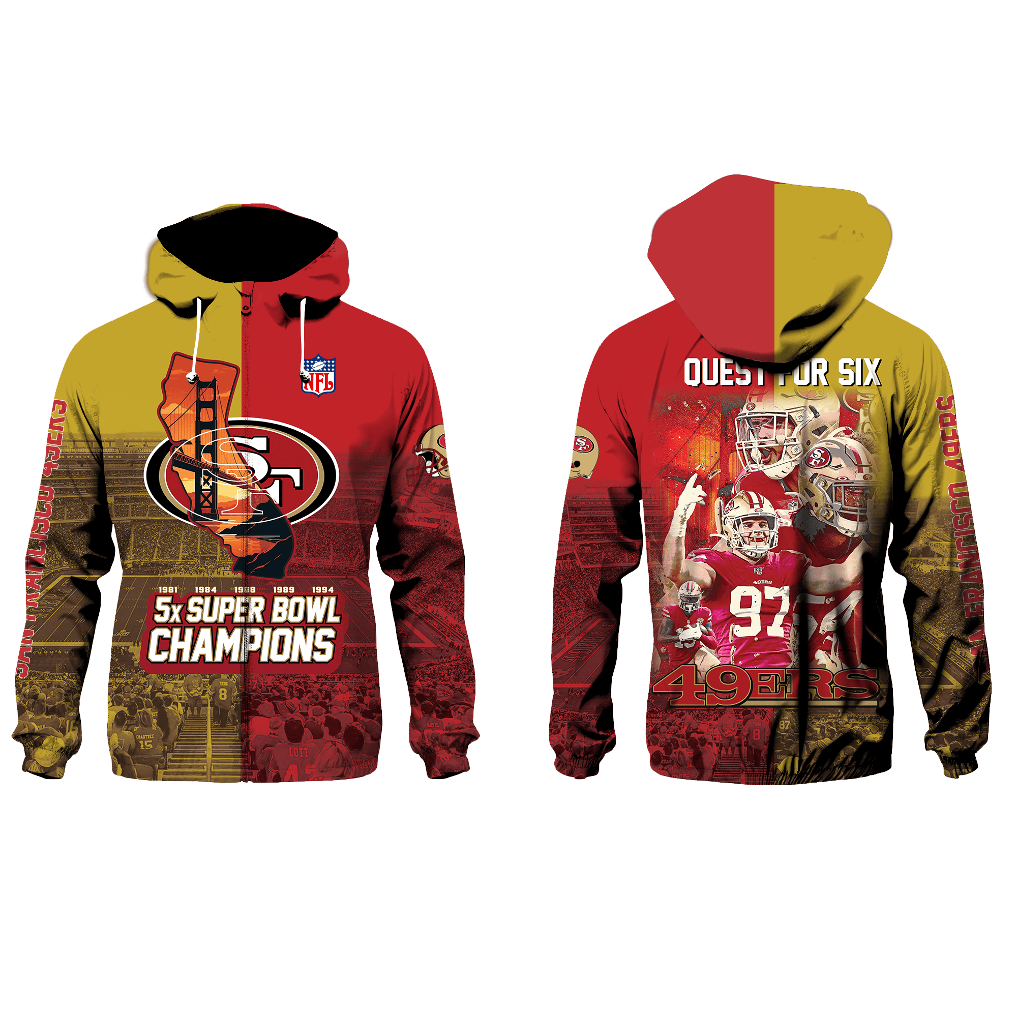 San Francisco 49Ers NFL Champions Football Team Windbreaker Jacket