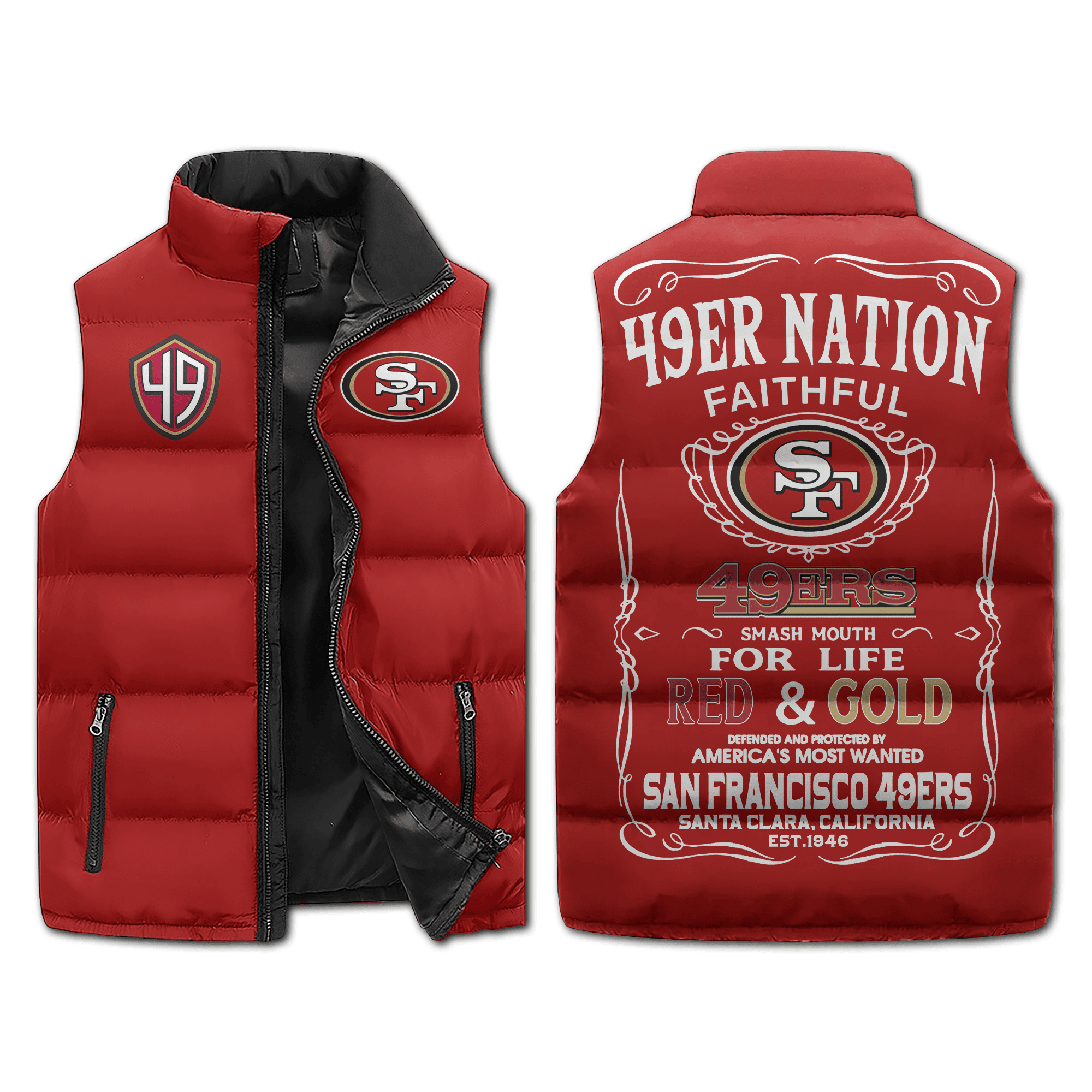 San Francisco 49Ers NFL Sleeveless Puffer Jacket