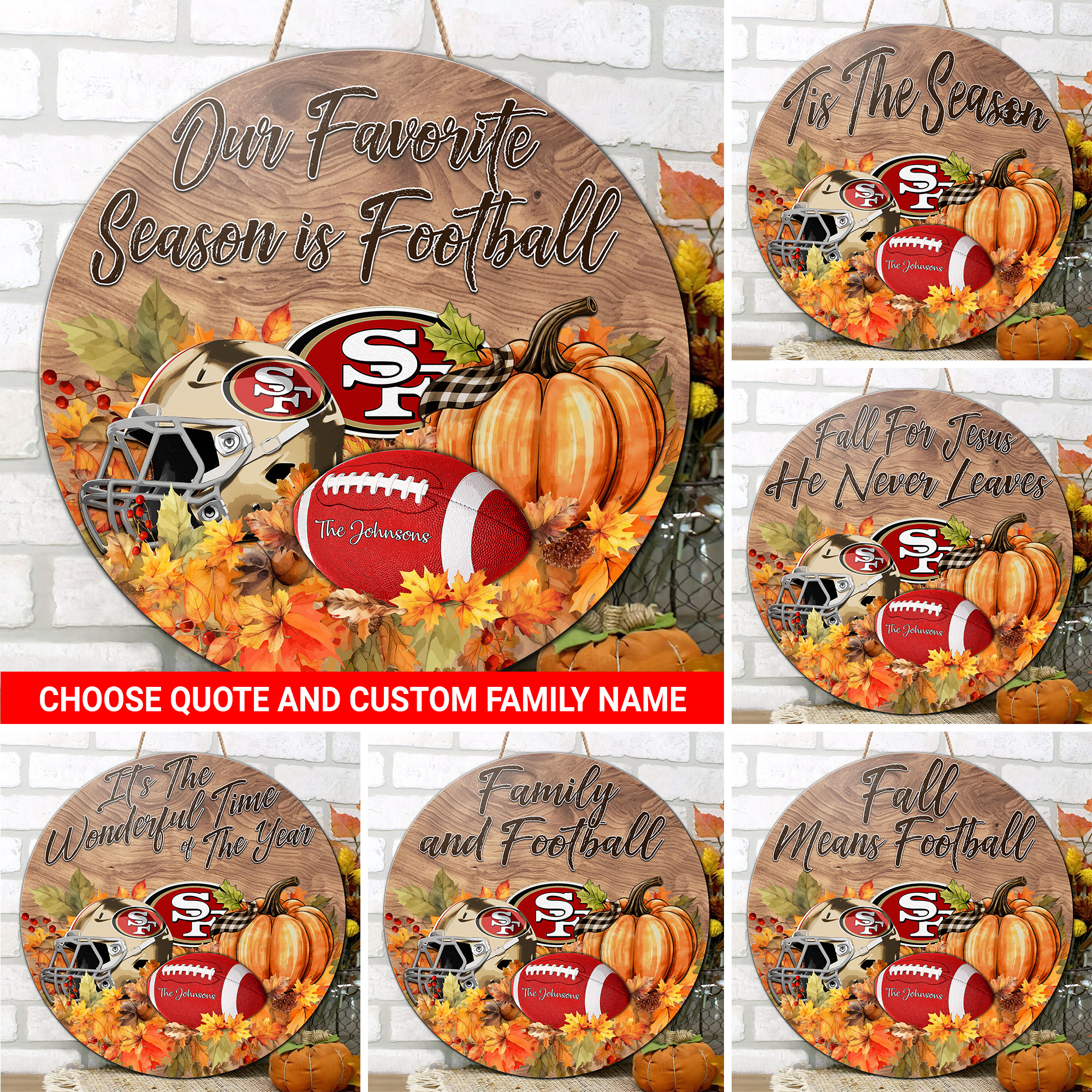 San Francisco 49Ers Shape Wooden Sign Custom Your Family Name And Choose Your Quotes, Sport Sign