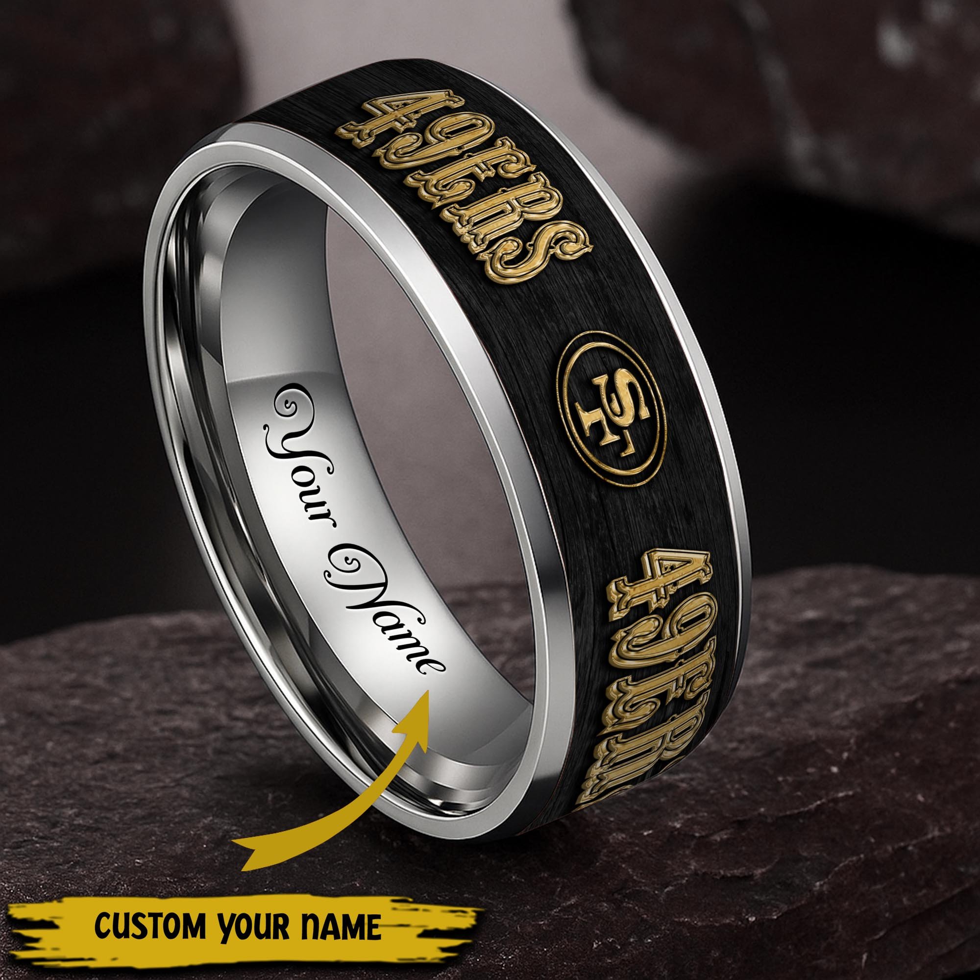 San Francisco 49Ers Stainless Steel Rings Comes With Box Custom Your Name 2025 Versions, Gifts For Fan