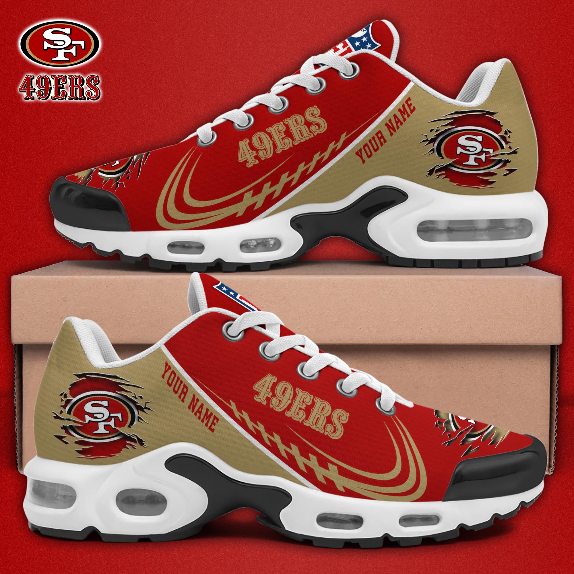 San Francisco 49Ers TN Shoes 2025 Version Custom Name, Sport Shoes For Fan, Fan Gifts