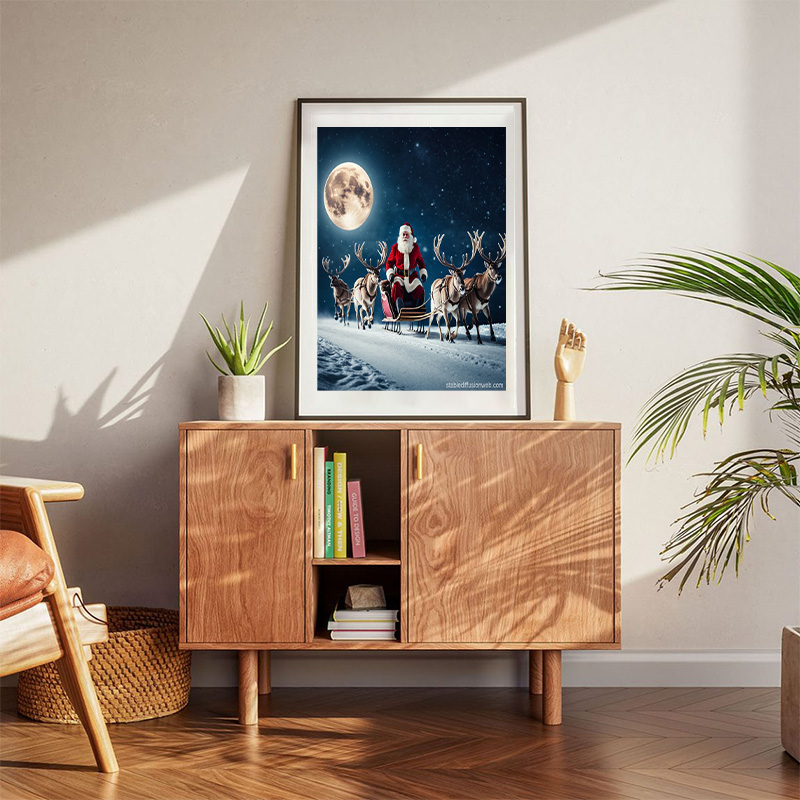 Santa's Lunar Sleigh Ride Poster