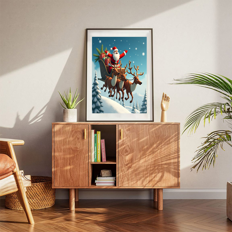 Santa's Magical Flight Scene Poster