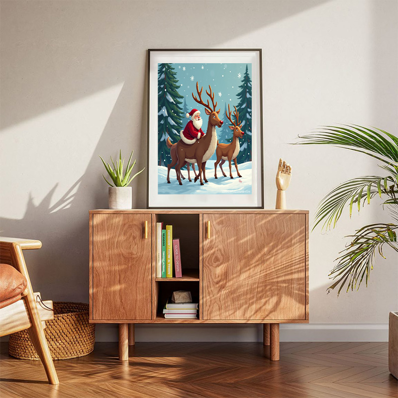 Santa's Reindeers Image Poster