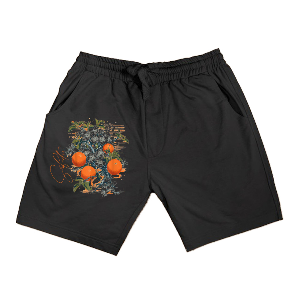 Satsuma Orange Citrus Fruit Tree Botanical Illustration Shorts