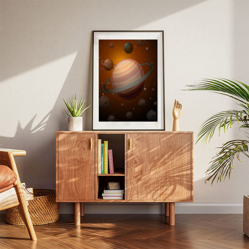 Saturn Planet On Space Background Poster