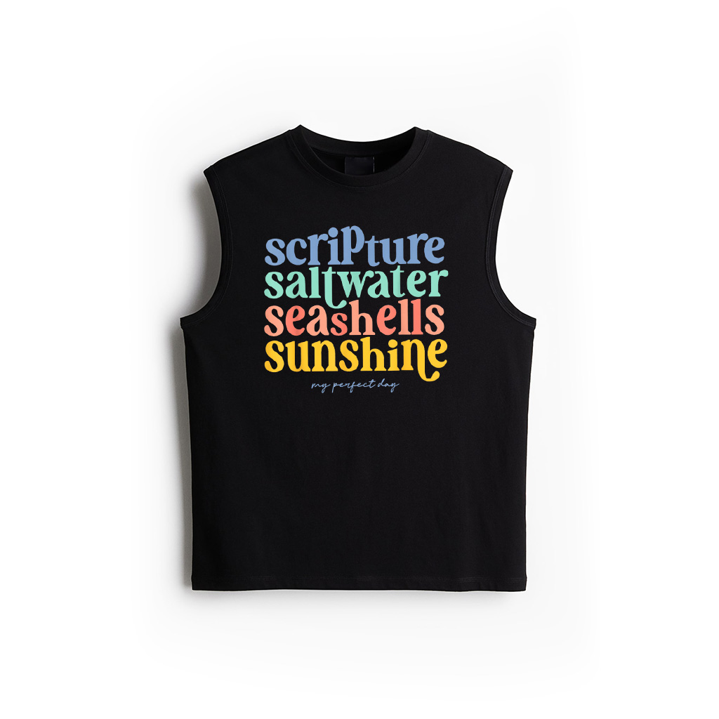 Scripture Saltwater Seashells Sunshine My Perfect Day Tank Top