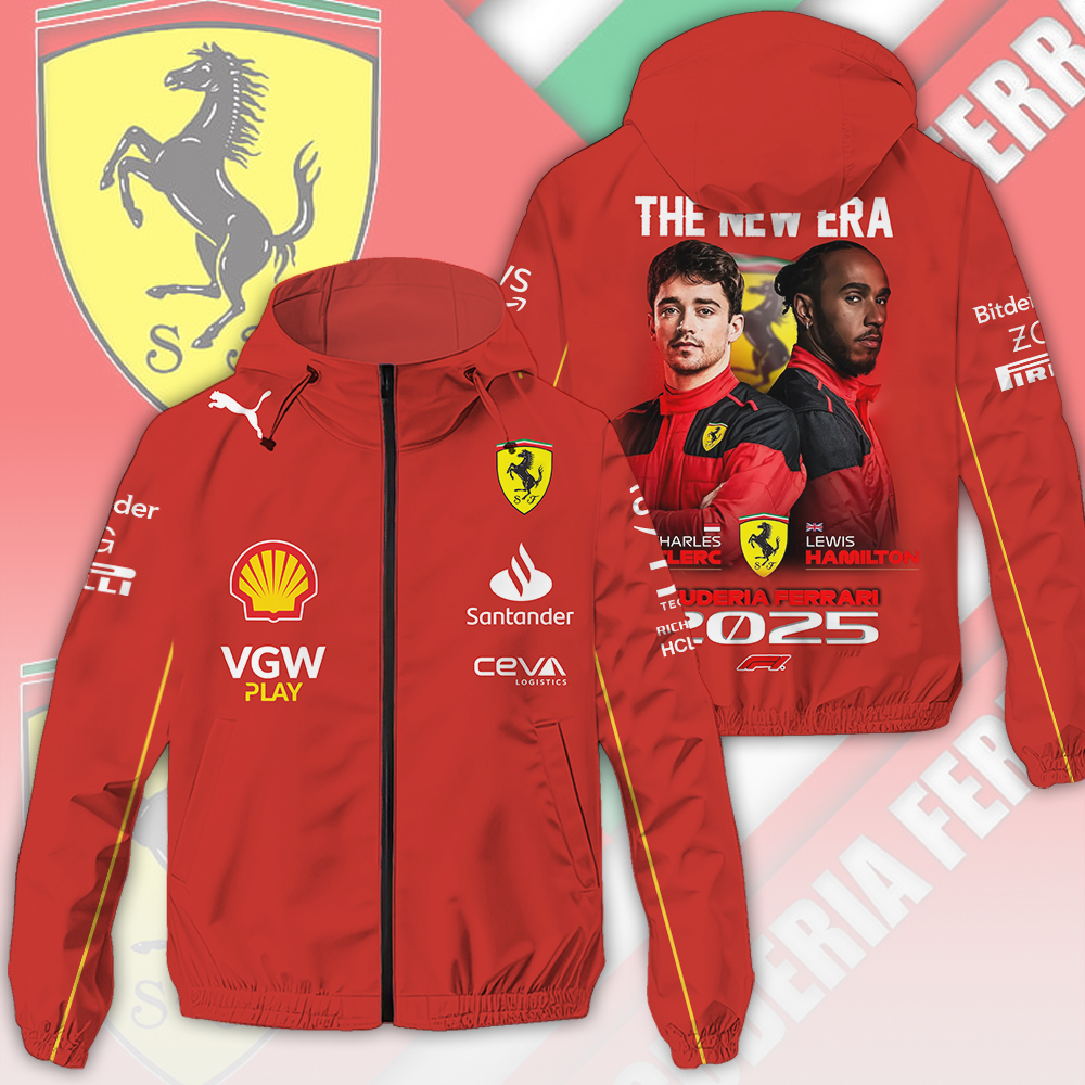 Scuderia Ferrari Racing F1 Style Windbreaker Jacket For Fans