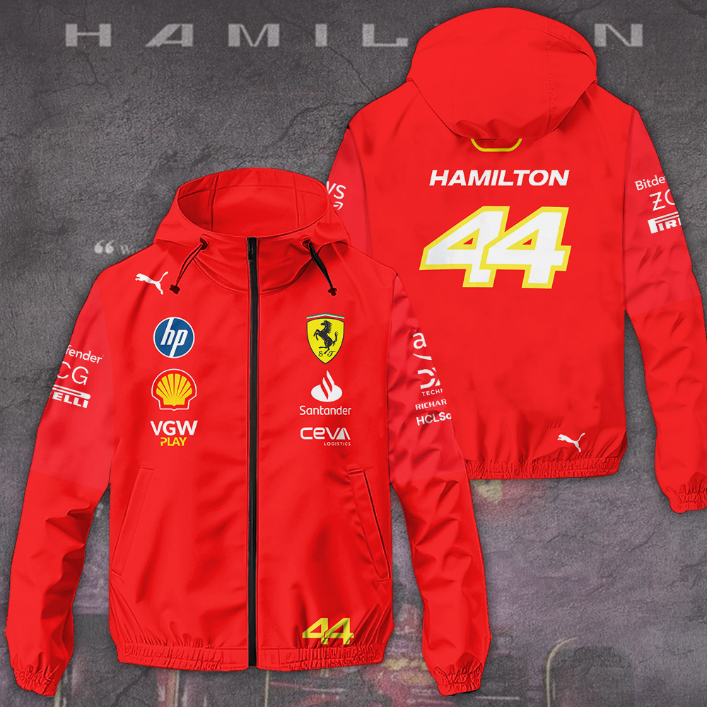 Scuderia Ferrari X Lewis Hamilton Racing F1 Style Windbreaker Jacket For Fans