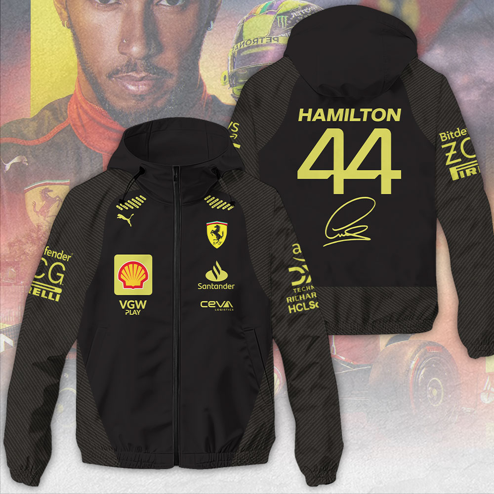 Scuderia Ferrari X Lewis Hamilton Racing F1 Style Windbreaker Jacket For Fans
