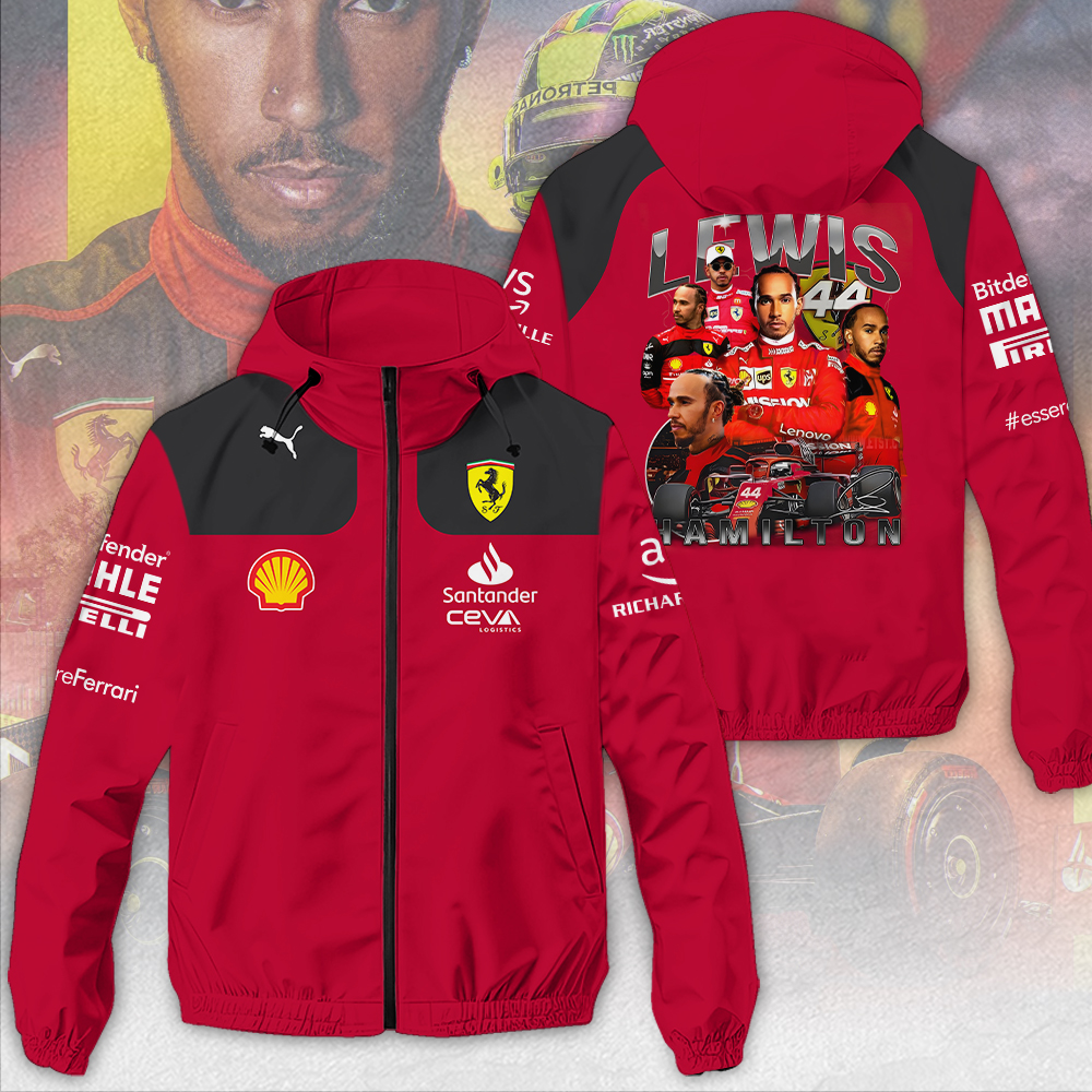 Scuderia Ferrari X Lewis Hamilton Racing F1 Style Windbreaker Jacket For Fans