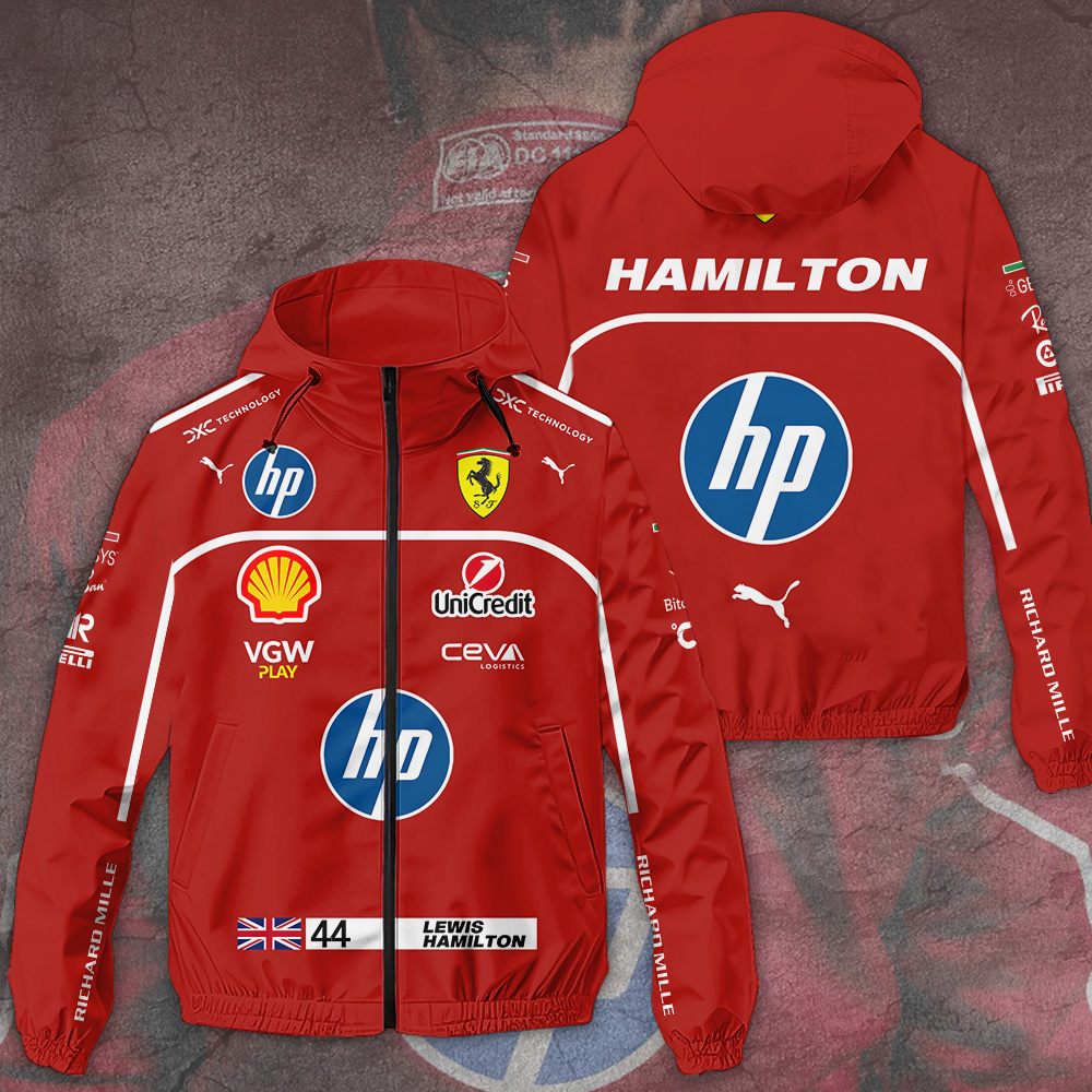 Scuderia Ferrari X Lewis Hamilton Racing F1 Style Windbreaker Jacket For Fans