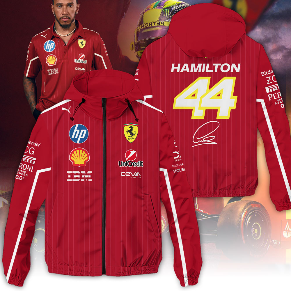 Scuderia Ferrari X Lewis Hamilton Racing F1 Style Windbreaker Jacket For Fans