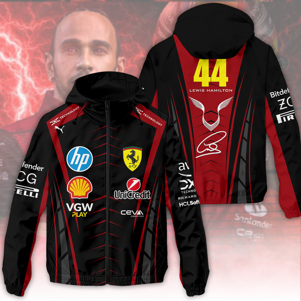 Scuderia Ferrari X Lewis Hamilton Racing F1 Style Windbreaker Jacket For Fans