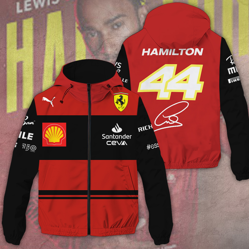 Scuderia Ferrari X Lewis Hamilton Racing F1 Style Windbreaker Jacket For Fans