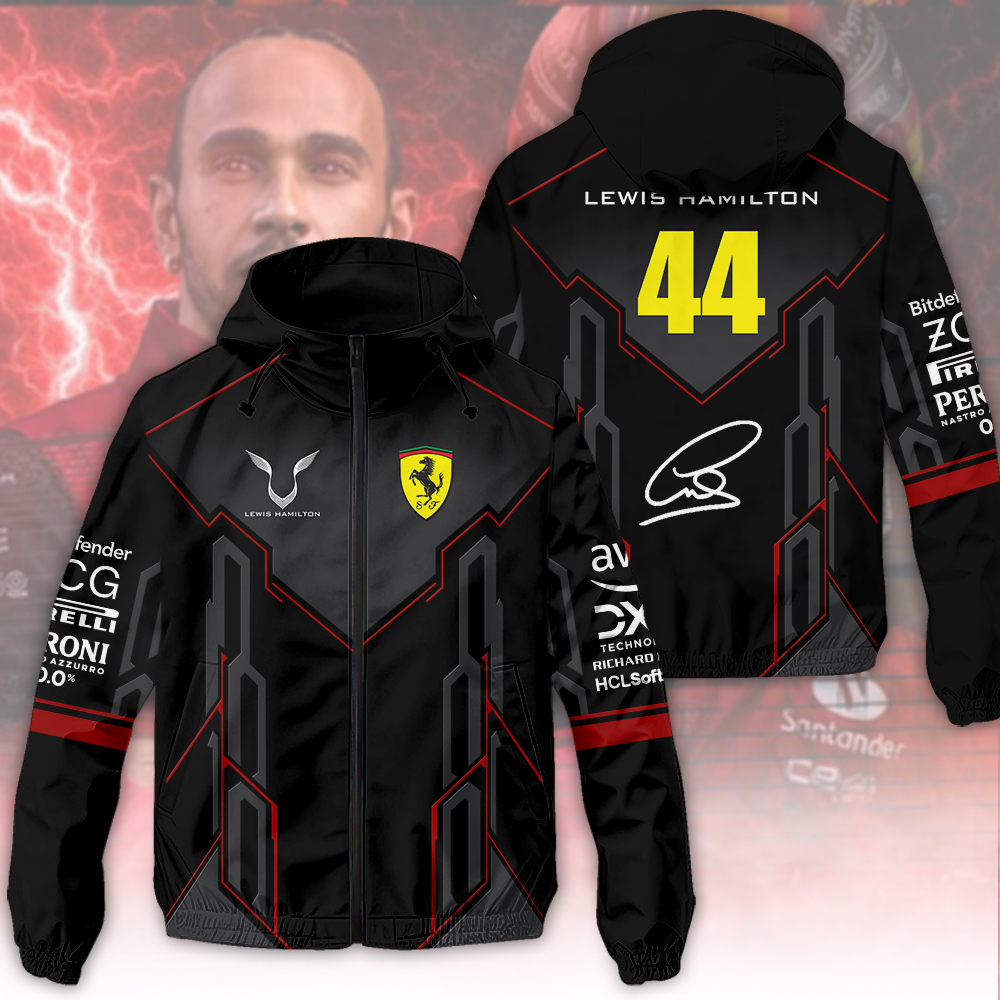 Scuderia Ferrari X Lewis Hamilton Racing F1 Style Windbreaker Jacket For Fans