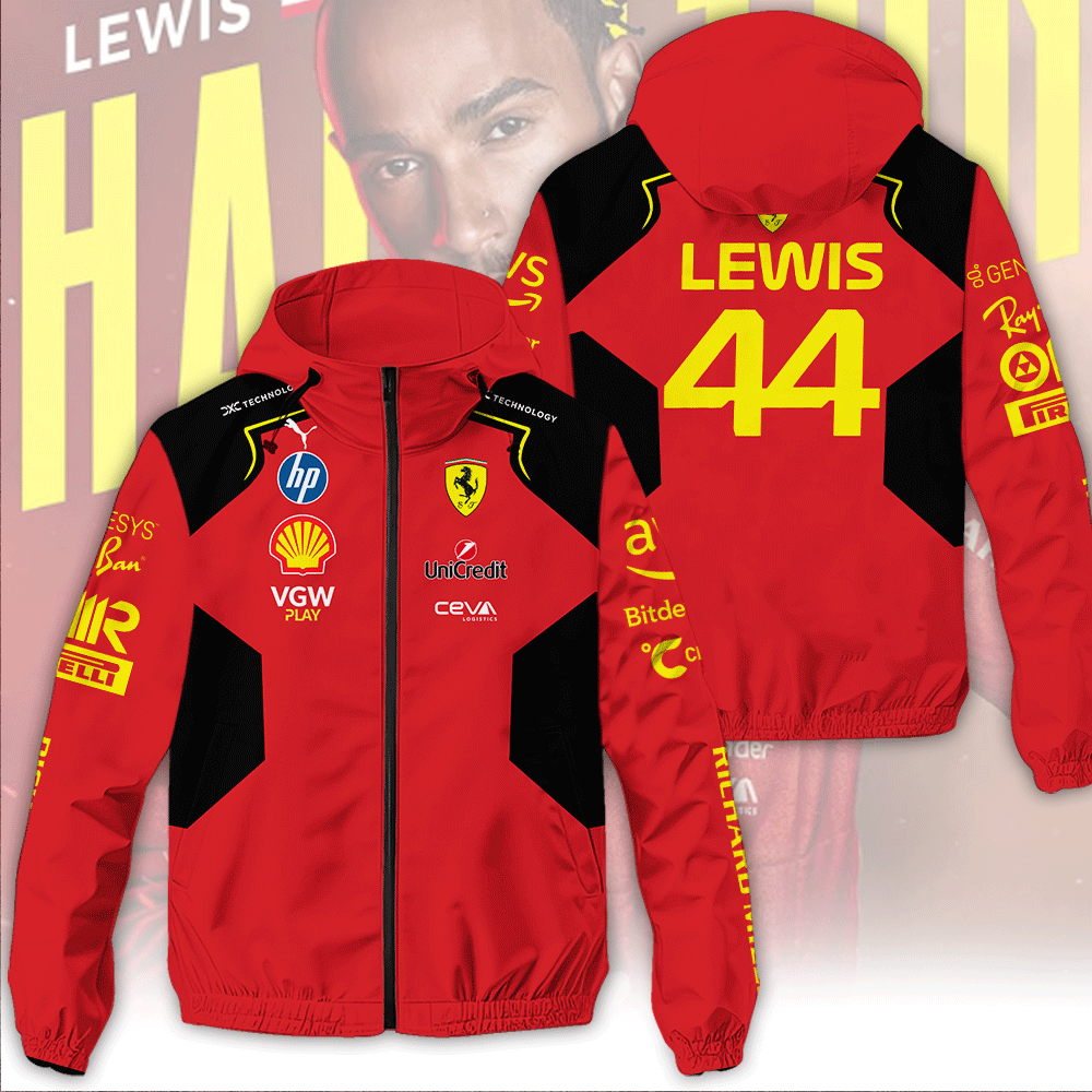 Scuderia Ferrari X Lewis Hamilton Racing F1 Style Windbreaker Jacket For Fans