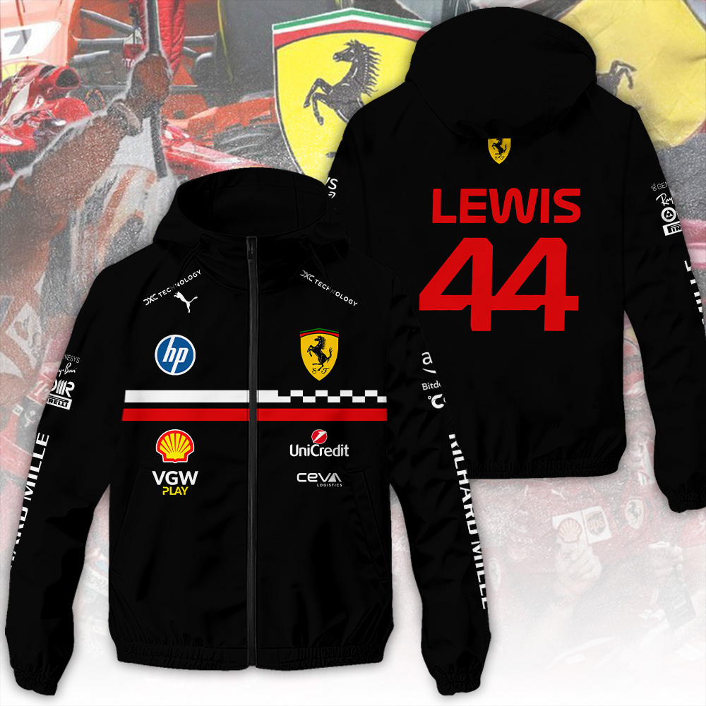 Scuderia Ferrari X Lewis Hamilton Racing F1 Style Windbreaker Jacket For Fans