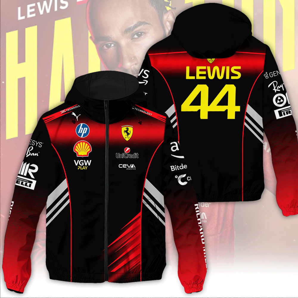 Scuderia Ferrari X Lewis Hamilton Racing F1 Style Windbreaker Jacket For Fans