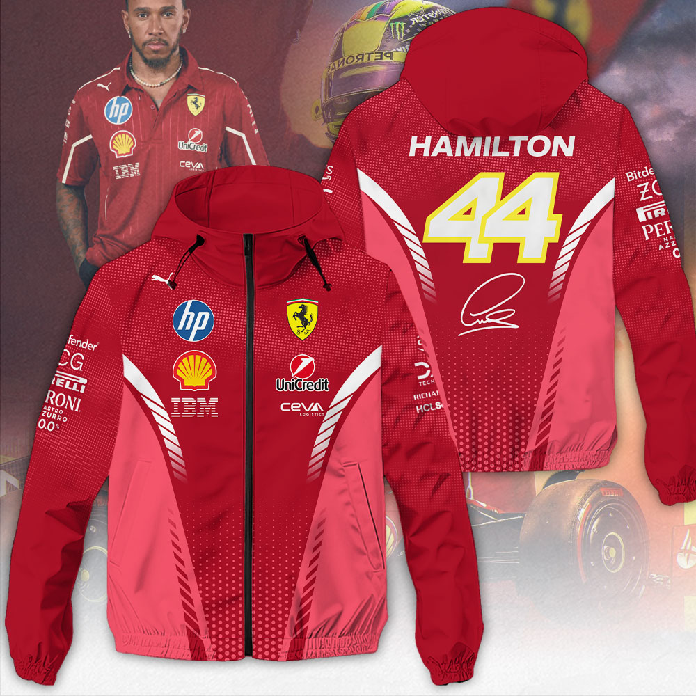 Scuderia Ferrari X Lewis Hamilton Racing F1 Style Windbreaker Jacket For Fans