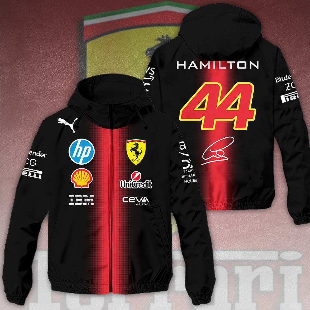 Scuderia Ferrari X Lewis Hamilton Racing F1 Style Windbreaker Jacket For Fans
