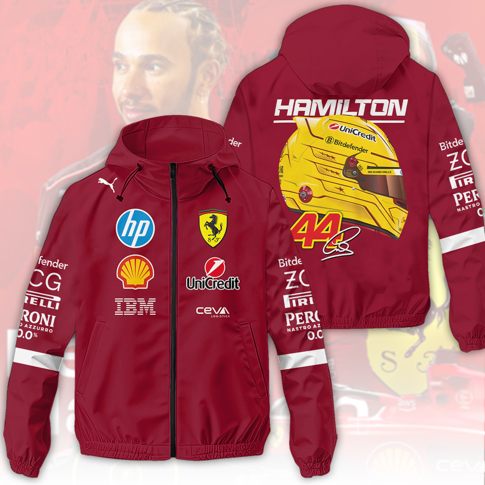 Scuderia Ferrari X Lewis Hamilton Racing F1 Style Windbreaker Jacket For Fans
