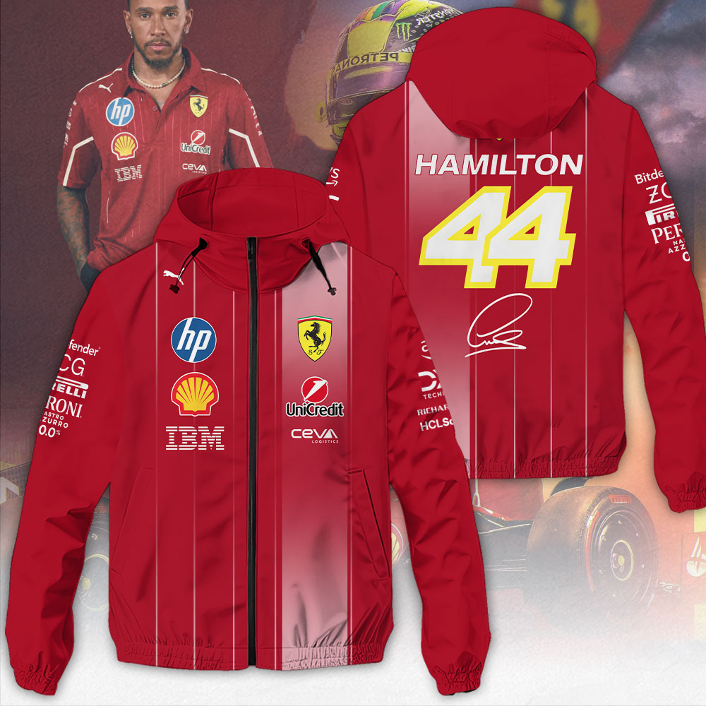 Scuderia Ferrari X Lewis Hamilton Racing F1 Style Windbreaker Jacket For Fans
