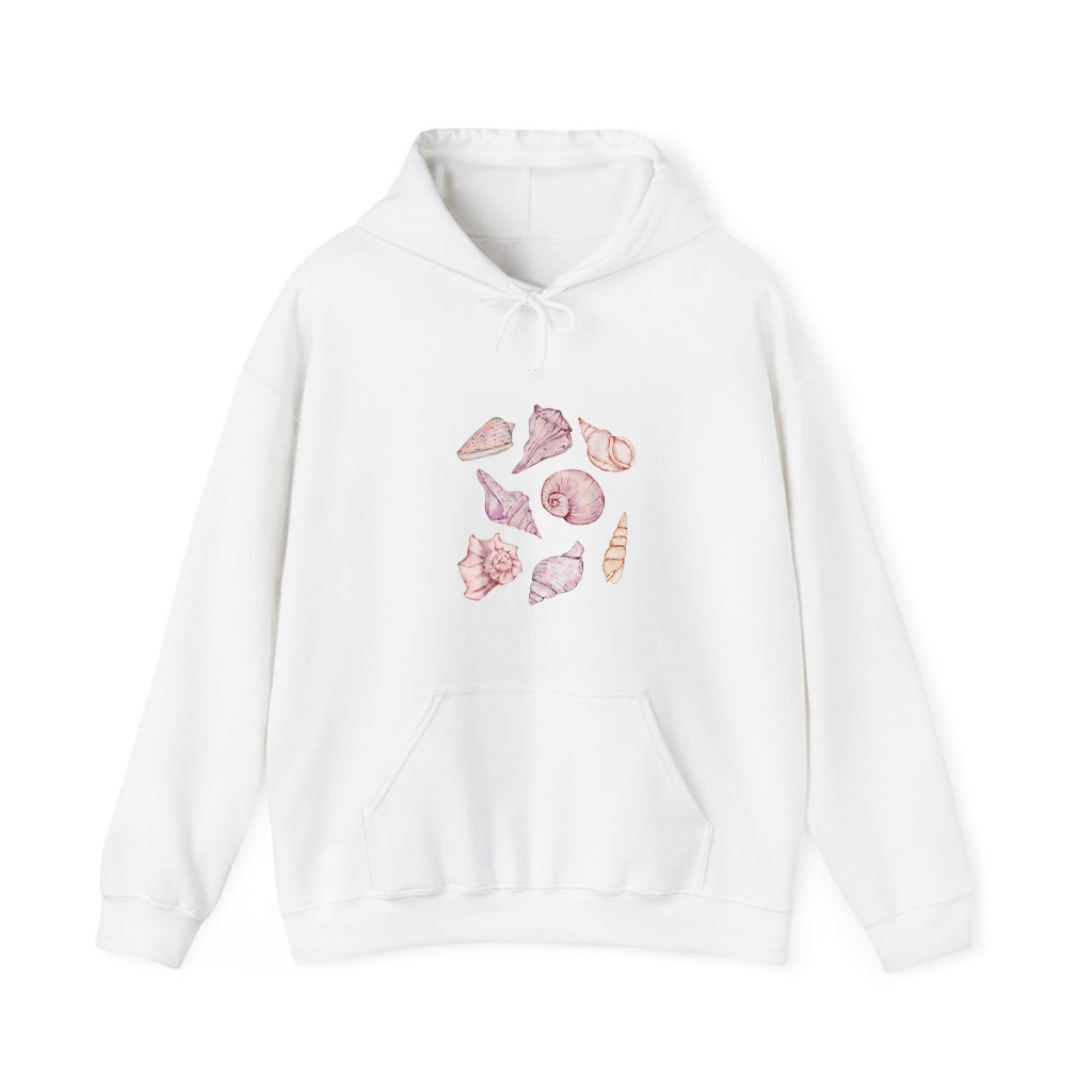 Sea Shell Beach  Pastel Watercolor Hoodie