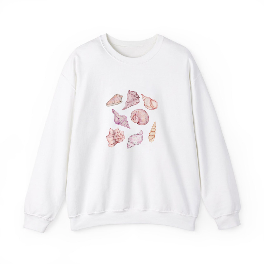 Sea Shell Beach  Pastel Watercolor Sweatshirts