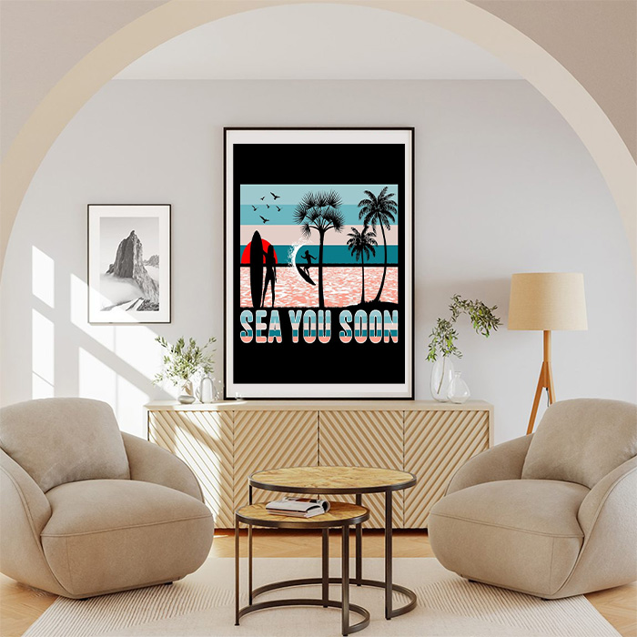 Sea You Soon Surfing Beach Sunset Summer Sublimation Design Poster - Greendyhome