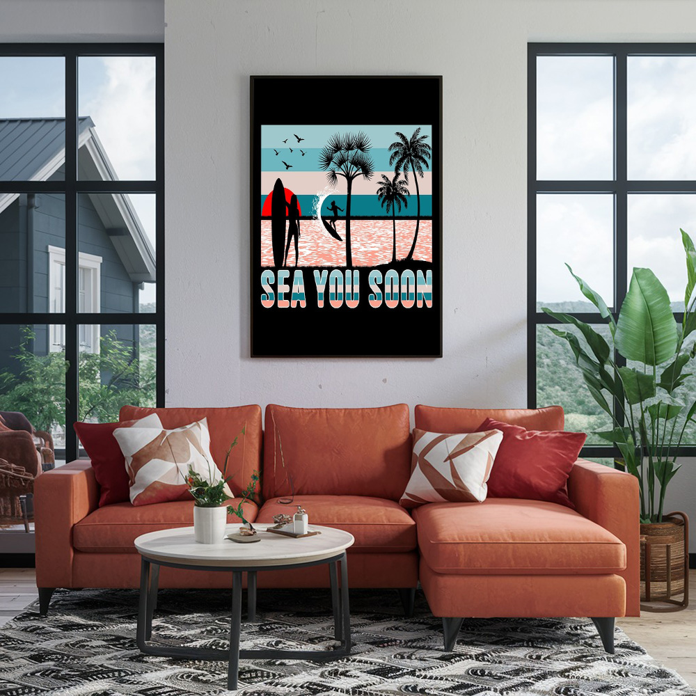 Sea You Soon Surfing Beach Sunset Summer Sublimation Design Poster - Greendyhome