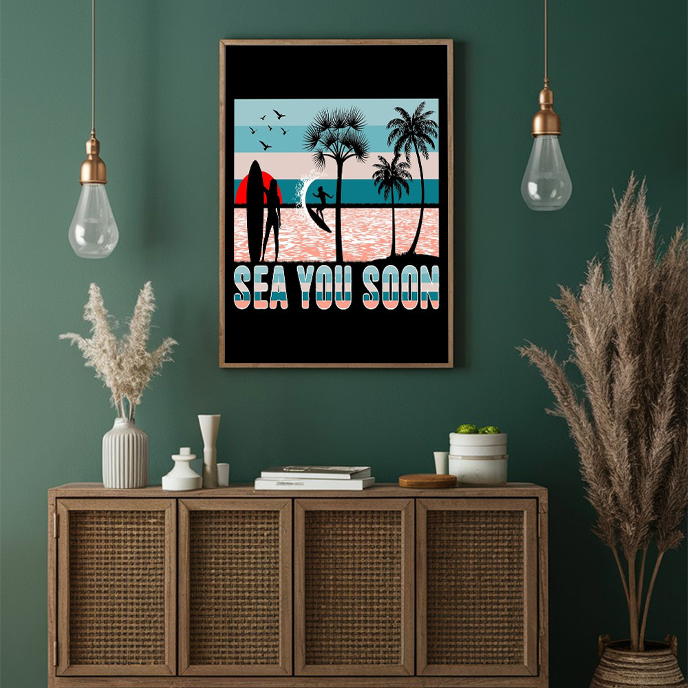 Sea You Soon Surfing Beach Sunset Summer Sublimation Design Poster - Greendyhome