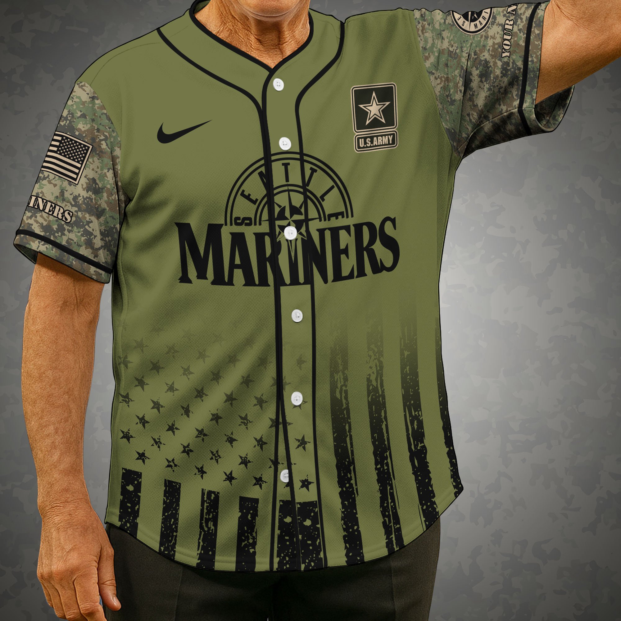Seattle Mariners Baseball Shirt X US Army Military Appreciation Night Jersey Editions Limited 2025 Custom Name, Sport Shirt For Fans