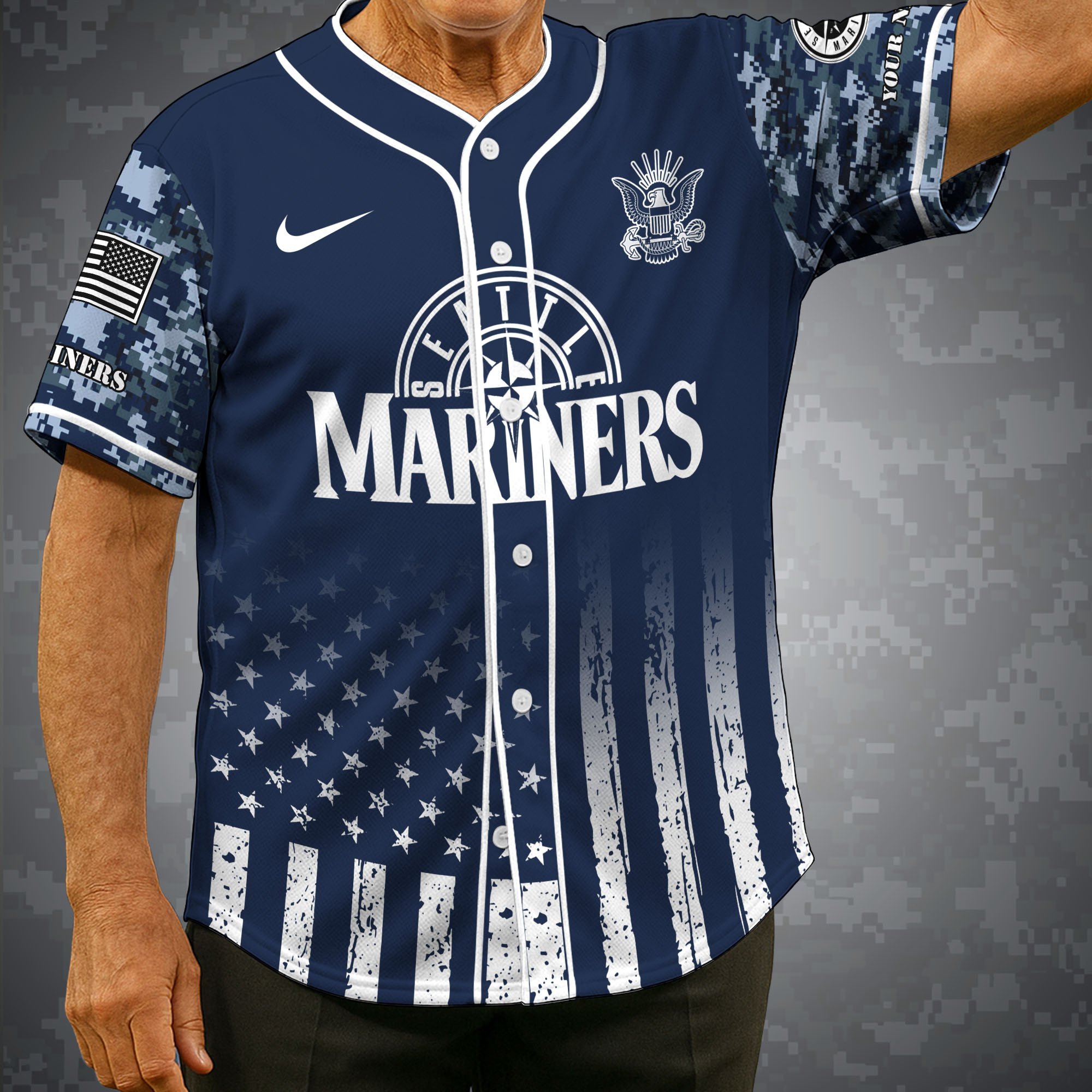 Seattle Mariners Baseball Shirt X US Navy Military Appreciation Night Jersey Editions Limited 2025 Custom Name, Sport Shirt For Fan
