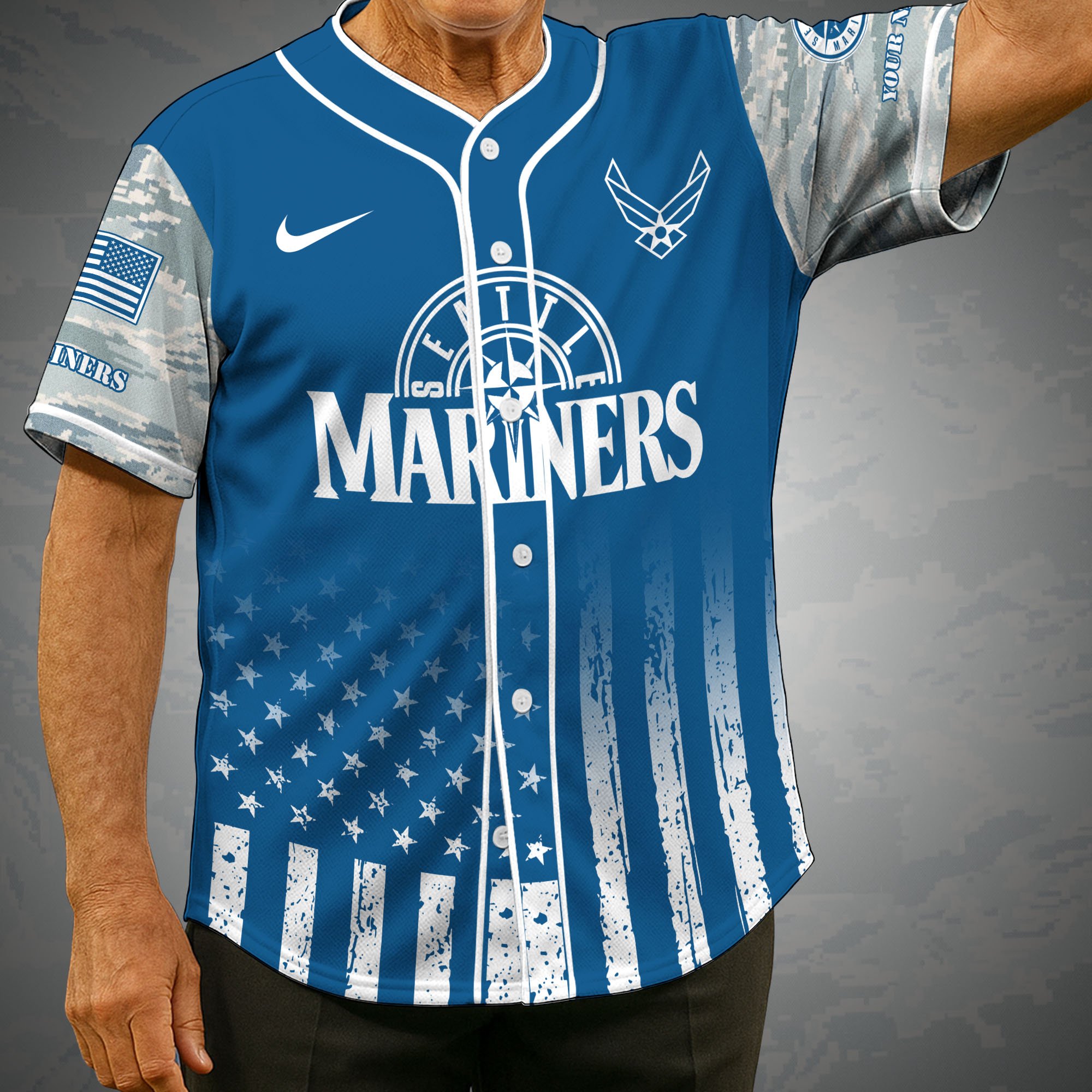 Seattle Mariners Camouflage Baseball Shirt Custom Name, Sport Team Shirt, Sport Gifts