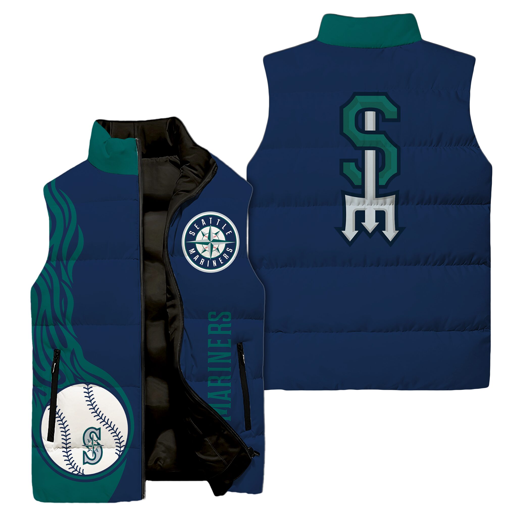 Seattle Mariners MLB Style Sleeveless Puffer Jacket For Fans